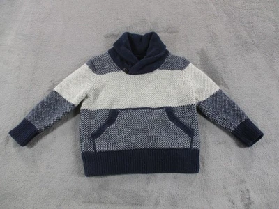 Baby Gap 男孩针织毛衣 学步儿童 18 Mo 海军蓝 单条纹披肩 颈部纽扣 — 第 1/4 张图片