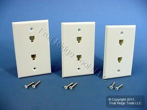 Plaques murales encastrées Leviton C0254-W blanc double prise téléphonique 4 fils 6P4C 3 pièces - Photo 1/5