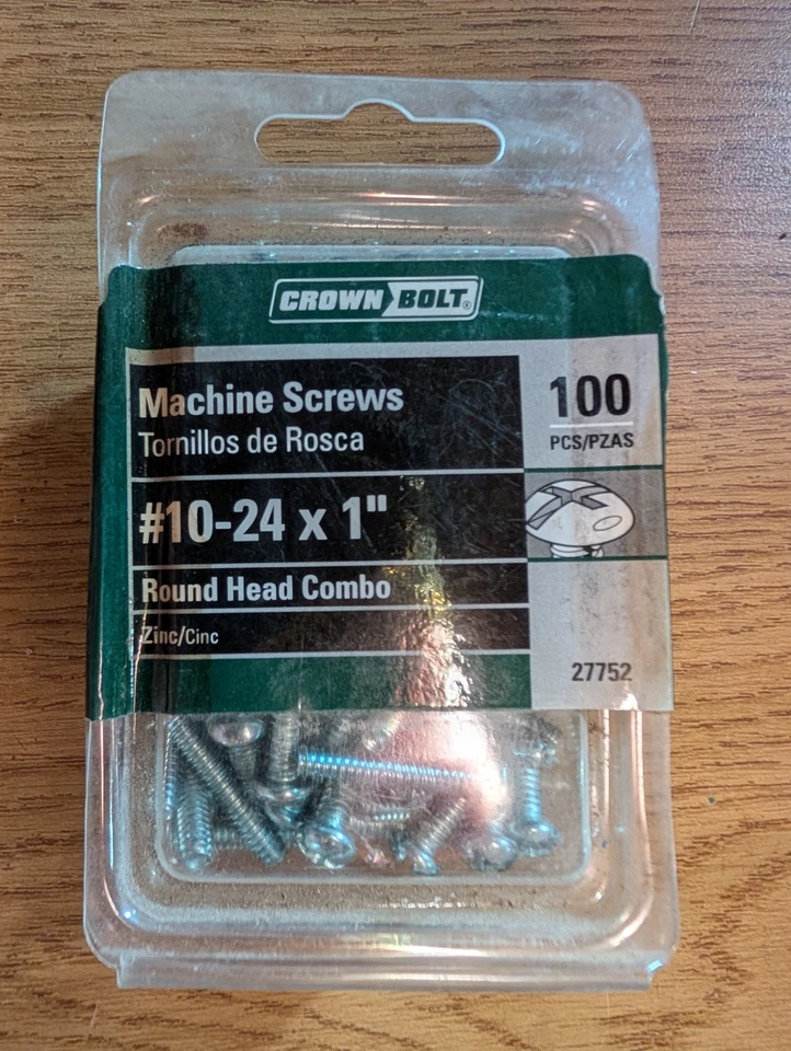 Tornillos de máquina Crown Bolt #10-24 x 1" cantidad de cabeza redonda. 100 un. Foto 1 de 1