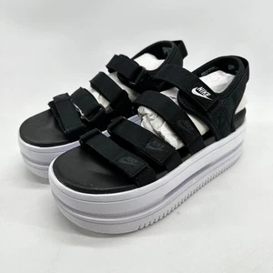 Nike Icon DH0224-001 Slide Sandal Black White Women's Size 7 Classic Wedge - Picture 1 of 13