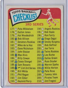1965 Topps Checklist 3 #189 MLB Baseball Marked - Picture 1 of 2