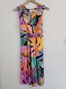 Soma Weekend Built In Bra Midi Sundress Tropical Colors Women's Size Medium - Picture 1 of 9