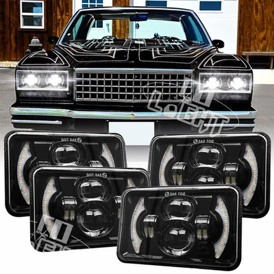 For Chevrolet 1980-1988 Monte Carlo 4x6" LED Headlights Hi/Lo Sealed Beam DRL x4 - Image 1 of 4