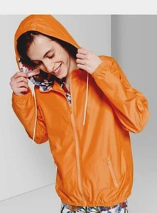 HERREN ORIGINAL USE WINDBREAKER TROPICAL GEFÜTTERT KAPUZE REGENJACKE, ORANGE - Bild 1 von 2