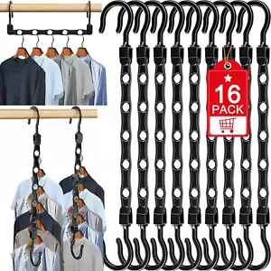 16 Pack Hangers Space Saving Magic Space Saver Storage Smart Plastic Clothes  - Picture 1 of 12