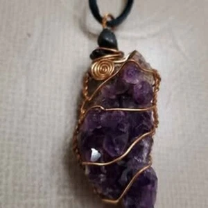 Amethyst Crystal Pendant – Copper Wire Wrap – Natural Point - Picture 1 of 3