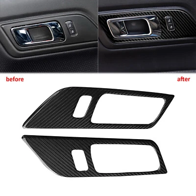 Ajuste de fibra de carbono para Ford Mustang 2014-2018 panel interior de puerta decoración pegatina moldura Foto 1 de 4