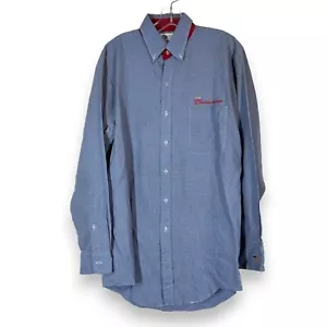 Vintage Budweiser Bud Light Beer Shirt Large Blue Button - Picture 1 of 8