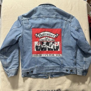 Vintage Lee Dungarees Blanket Lined Denim Jacket MEDIUM Buttwiser King Of Rears - Picture 1 of 12