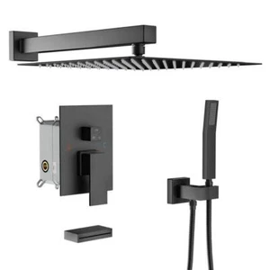 LORDEAR Tub + Shower Faucet 3-Spray High Pressure Single Handle Black W/ Valve - Picture 1 of 6