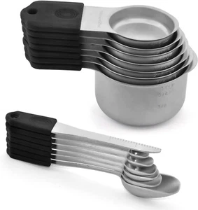 Magnetic Measuring Cups & Spoons Set: 14 Stylish Stainless Steel Tools for Chefs - Picture 1 of 11