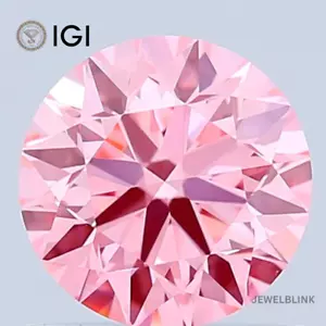 IGI Certified 0.90 Carat Fancy Vivid Pink VS1 Round Cut CVD Lab Grown Diamond - Picture 1 of 18