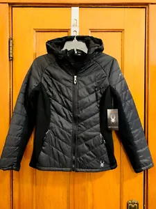 Spyder hooded quilted full zipper hybrid jacket black NWT size S $149.00 - Picture 1 of 10