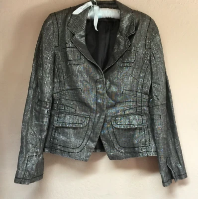 Avenue Montaigne Paris Womens Size 3 Metallic Blazer Jacket Linen Blend Casual - Image 1 of 4