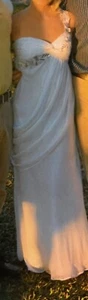 One Shoulder Wedding Dress Chiffon Floral Embellished Side Drape Size 2 - Picture 1 of 24