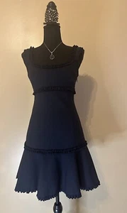 cinq a sept ANA RUFFLE TIER NAVY DRESS sz 6 - Picture 1 of 8