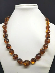 31,9 Gramm schöne echte baltische Bernstein Cognac Halskette  - Bild 1 von 6