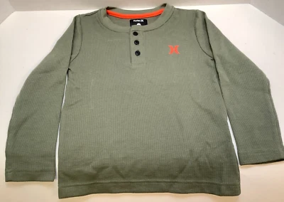 Hurley Boys Henley Shirt, Long Sleeve, Size 4/5, Olive Green/Orange - Image 1 of 4