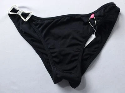 Parte inferior de bikini Chynna Dolls para mujer corte alto estrás detalle arco AC2 negra grande Foto 1 de 3