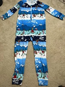 Justice Sleep X The Grinch Snow Scene Fairisle Snap Front 1 Pc Pajamas 12/14 L - Picture 1 of 14
