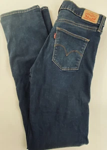 Levis Womens Dark Blue Acid Wash on Legs Slimming Straight 5 Pocket Size 29 - Picture 1 of 12