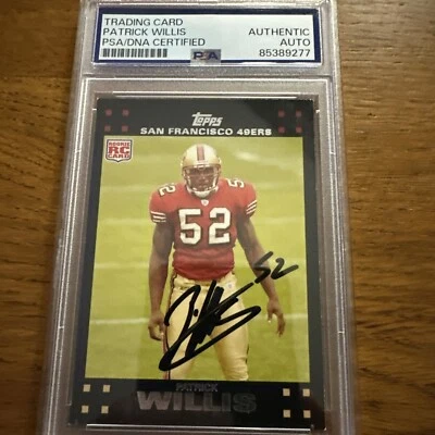 Patrick Willis Firmado 2007 Topps Rookie RC Automático PSA Losa SF 49ers Foto 1 de 2