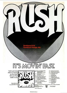1974 Classic Rush Debut Album Release Music Industry Promotional Reprint Ad - Picture 1 of 1