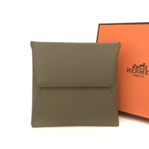HERMES Bastia Veau Epsom Leather Coin Purse Wallet Gray/8BE0170 - Picture 1 of 8