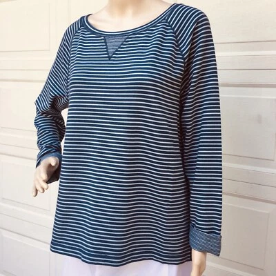 ¡COMO NUEVO! Ralph Lauren Jeans L Grande 8 10 12 Azul Algodón Sudadera Top Camiseta Blusa  Foto 1 de 4