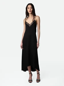 2024 Zadig & Voltaire Risty Jac ZV Dress Silk Black Size XS $528 - Picture 1 of 6