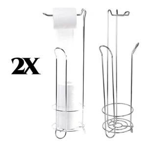 3ROLLS STORAGE FREE STANDING BATHROOM TOILET PAPER ROLL CHROME HOLDER DISPENSER - Picture 1 of 7