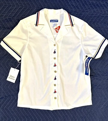Vtg 80s 90s Pendleton NAUTICAL Button Down Shirt Embroidered Women's NEW NOS - Image 1 of 4
