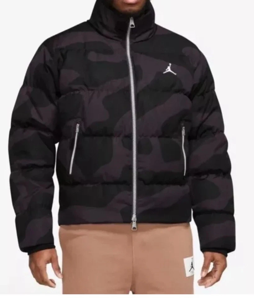 Jordan Men’s XL-TALL Flight Heritage Black/Gray Camo Down Jacket FB6988-045