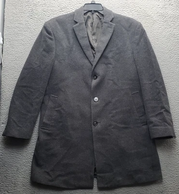 Abrigo Blazer Calvin Klein Hombre Gris Mezcla Lana Clásico Muesca Solapa Sencillo Pecho Foto 1 de 4