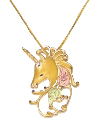 Colgante Unicornio Grande Oro 10k Black Hills Cadena 14k Foto 1 de 4