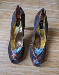 Strutt Couture Leather Heel Peep Toe Shoes, Size 41 - Picture 1 of 7