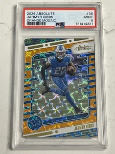 2024 Panini Absolute #36 Jahmyr Gibbs Orange Mosaic SP /299 - PSA 9 MINT - Picture 1 of 3