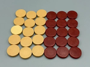 30 BAKELITE / Catalin Backgammon Pieces 3/4” Red & Butterscotch - Picture 1 of 7