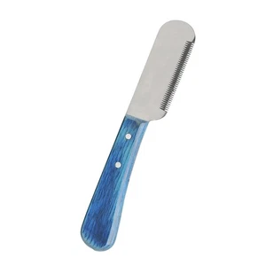 Dog Grooming Coat Stripping Knife Stripper Trimmer  Wooded Handle Blue DS-2403 - Picture 1 of 3