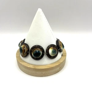 Vintage Operculum Muschel verbunden Nachlass Armband Made In France Emaille Charm - Bild 1 von 9