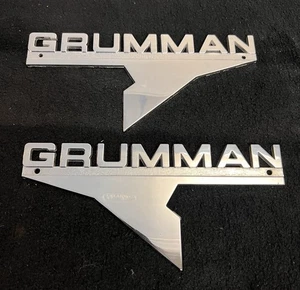 Vintage Grumman Aluminum Emblem Pair LH & RH 85794010GA / 85794011-A 9” - Picture 1 of 8
