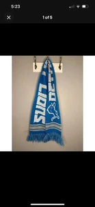 Detroit Lions NFL Football Idegy Fransen Saum Strick Winter Schal Blau/Weiß Neu - Bild 1 von 4