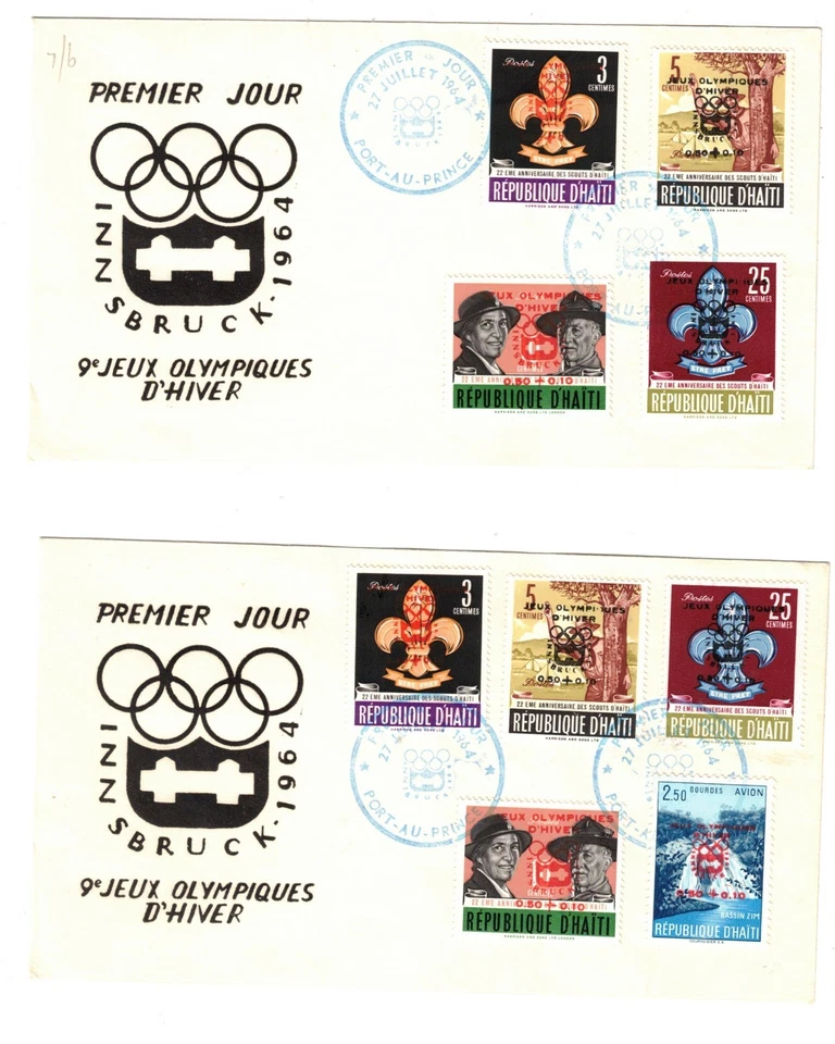S56141 Haití Fdc X 2 1964 Scout 5V + 4V Juegos Olímpicos Sobreimpresos Foto 1 de 1