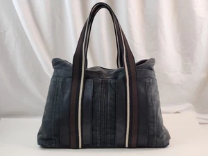 Authentic Hermes Sac Troca Horizontal Hand Tote Bag MM Green Canvas Pockets Snap - Picture 1 of 23