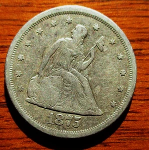 1875-S TWENTY CENT SILVER PIECE. RA, CIRCULATED. BETTER GRADE. - Picture 1 of 2
