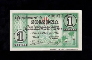 F.C. SOLSONA (LÉRIDA) , 1 PESSETA 1937 , S/C . - Imagen 1 de 2
