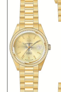 Cavadini Automatic Watch Caliber Felsa Swiss Made CV-334 Leonardo Gold-Gold - Picture 1 of 6