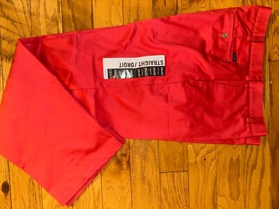 NWT Men's IZOD American Chino Pants 34x32 Red Cotton Flat Front Metrix Fit - Image 1 of 4