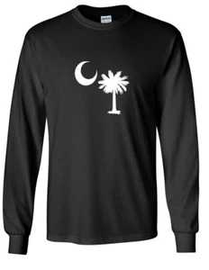 Camiseta de algodón blanca negra símbolo árbol y luna bandera del estado de Carolina del Sur - Imagen 1 de 3