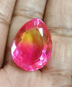 22.20 CT Wonderful Bi-color Pear Cut Shape Doublet Tourmaline Loose Gemstones - Picture 1 of 6